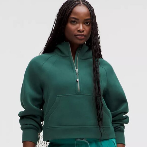 Women's Green Half-Zip Sweater - Picture 2 of 9